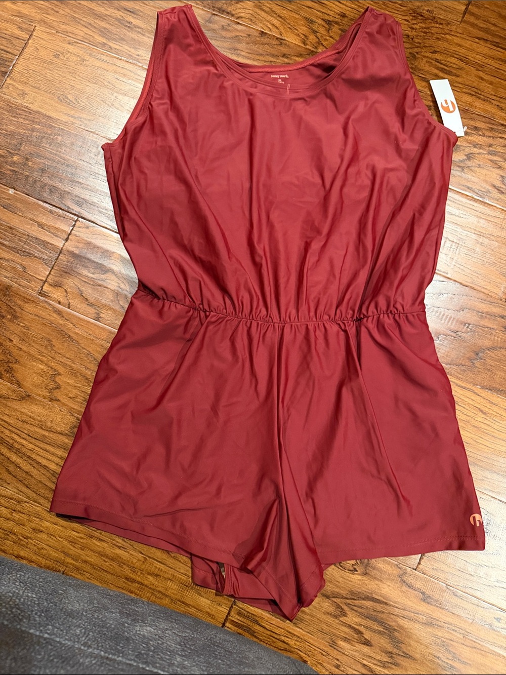 Women's Maroon One-Piece Swim Romper - Athletic Fit